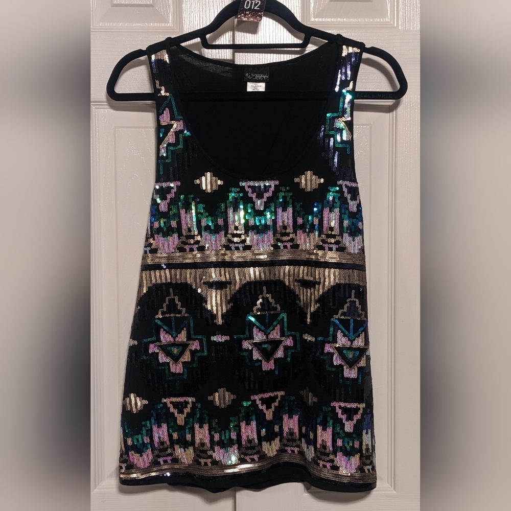 5/$25 Daytrip Geometric Sequined Tank Top